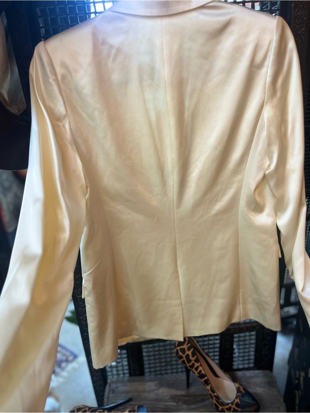 LoveShackFancy Cream Satin Silk Blazer sz2 - Picture 3 of 3
